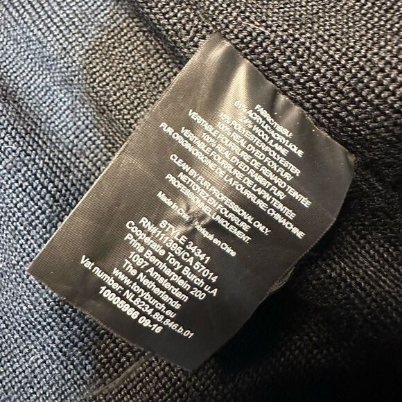 Tory Burch Blaire Burgundy Rabbit & Fox Fur Vest Size Large - Picture 9 of 9